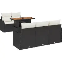 vidaXL Tuinbank Set 6 st Zwart Poly rattan