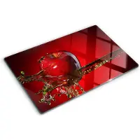Tulup Glazen Snijplank - Rood Appel en water Snijplank van Glas - 80 x 52 cm - UV Gelaagd Glas Serveerplank - Groot Formaat Dienblad - Dienblad - Snijplank Glas - Keukenbenodigdheden