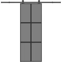 vidaXL Schuifdeur met beslag 76x205 cm gehard glas en aluminium