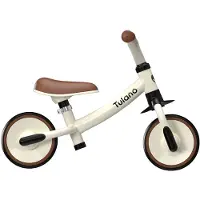 Tulano Scout 15 Loopfiets – Voor Kinderen van 18-48 Maanden – EVA Lekvrije Banden 6 cm – Lichtgewicht 2,95 kg – Verstelbaar Zadel – Met Stalen Frame en Stuurblokkering – Crème/Bruin/Zwart