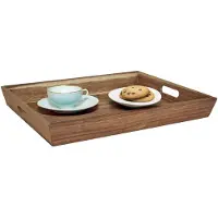 Home Deco Factory dienblad van Acacia hout - 42 x 33 x 5 cm - bruin - Hoge opstaande rand - voor glazen en kopjes