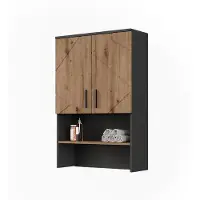 Vicco Structuur voor wasmachinekast Irma, Antraciet/Goudkleurig Eiken, 68 x 103.5 cm met 2 deuren