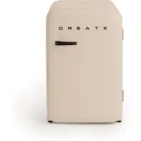 Create - Koelkast in retrostijl - Zand - Handvat Hout - FRIDGE RETRO 107L