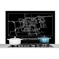 KitchenYeah Spatscherm keuken 120x80 cm - Kookplaat achterwand Stadskaart - Leeuwarden - Kaart - Plattegrond - Muurbeschermer - Spatwand fornuis - Hoogwaardig aluminium
