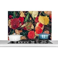 KitchenYeah Spatscherm keuken 100x65 cm - Kookplaat achterwand Bladeren - November - Herfst - Natuur - Muurbeschermer - Spatwand fornuis - Hoogwaardig aluminium