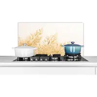 KitchenYeah Spatscherm keuken 90x45 cm - Kookplaat achterwand Pampasgras - Zon - Gras - Muurbeschermer - Spatwand fornuis - Hoogwaardig aluminium