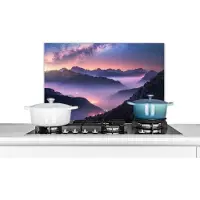 KitchenYeah Spatscherm keuken 60x40 cm - Kookplaat achterwand Bergen - Sterrenhemel - Mist - Muurbeschermer - Spatwand fornuis - Hoogwaardig aluminium