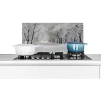 KitchenYeah Spatscherm keuken 70x30 cm - Kookplaat achterwand Bomen - Sneeuw - Winter - Muurbeschermer - Spatwand fornuis - Hoogwaardig aluminium