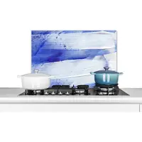 KitchenYeah Spatscherm keuken 70x50 cm - Kookplaat achterwand Verf - Design - Blauw - Muurbeschermer - Spatwand fornuis - Hoogwaardig aluminium