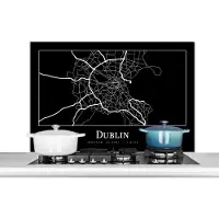 KitchenYeah Spatscherm keuken 100x65 cm - Kookplaat achterwand Stadskaart - Dublin - Kaart - Plattegrond - Muurbeschermer - Spatwand fornuis - Hoogwaardig aluminium
