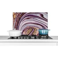 KitchenYeah Spatscherm keuken 60x40 cm - Kookplaat achterwand Marmer - Roze - Goud - Glitter - Marmerlook - Luxe - Muurbeschermer - Spatwand fornuis - Hoogwaardig aluminium