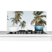 KitchenYeah Spatscherm keuken 100x50 cm - Kookplaat achterwand Palmen - Zomer - Tropisch - Muurbeschermer - Spatwand fornuis - Hoogwaardig aluminium