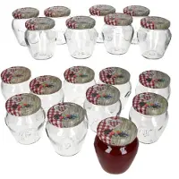 MamboCat 20-delige set jam potjes Vaso Orcio 212ml To63 deksel hout hart rood bessen