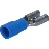 Kalitec 10 stuks FHB285 platte stekkerdoos blauw 2,8x0,5 I 1,5-2,5mm² kabelconnector I gedeeltelijk geïsoleerd I messing I voor voertuigen en industrie