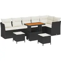 vidaXL Tuinbank Set 9 st 6-Aantal zitplaatsen Zwart en crème