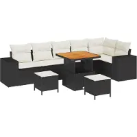 vidaXL Tuinbank Set 9 st 6-Aantal zitplaatsen Zwart en Crème