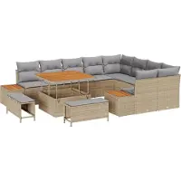 vidaXL Tuinbank Set 12 st 11-Aantal zitplaatsen Beige Poly rattan
