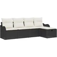 vidaXL Tuinbank Set 5 st 4-Aantal zitplaatsen Zwart en Crème