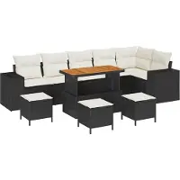 vidaXL Tuinbank Set 10 st 6-Aantal zitplaatsen Zwart en Crème