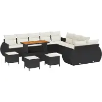 vidaXL Tuinbank Set 14 st 14-Aantal zitplaatsen Zwart en crème