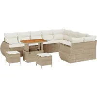 vidaXL Tuinset met 12 zitplaatsen, beige en crème kleur