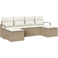 vidaXL Bankstel 6 st Beige poly rattan