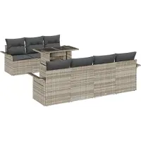 vidaXL Tuinbank Set 8 st Lichtgrijs [Synthetisch]: Poly Riet