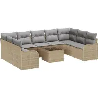 vidaXL Tuinbank Set 10 st Beige en Lichtgrijs poly rattan