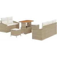 vidaXL Tuinbank Set 8 st 7-Aantal zitplaatsen Beige en Crème
