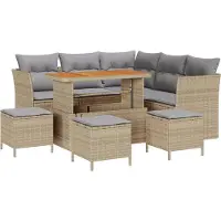 vidaXL Tuinbank Set 9 st 5-Aantal zitplaatsen Beige en Lichtgrijs