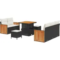 vidaXL Tuinbank Set 10 st 7-Aantal zitplaatsen Zwart en Crème