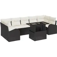 vidaXL Tuinbank Set 8 st Zwart Poly Riet
