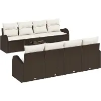 vidaXL Tuinbank Set 9 st 8-Aantal zitplaatsen Bruin en Crème