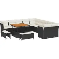 vidaXL Tuinbank Set 13 st Zwart en Crème poly rattan