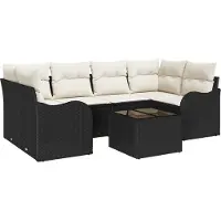 vidaXL Tuinbank Set 7 st 6-Aantal zitplaatsen Zwart en Crème