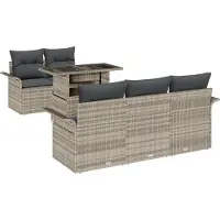 vidaXL Tuinbank Set 6 st Lichtgrijs [Synthetisch]: Poly Riet