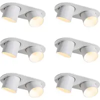 QAZQA Set van 6 inbouwspots wit GU10 50mm 2-lichts - Installa
