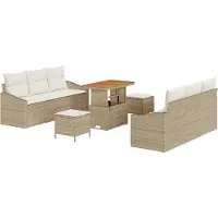vidaXL Tuinbank Set 9 st 8-Aantal zitplaatsen Beige en Crème