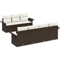 vidaXL Tuinbank Set 8 st 7-Aantal zitplaatsen Bruin en Crème