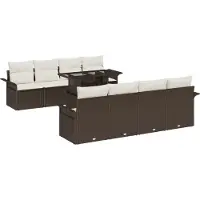vidaXL Tuinbank Set 9 st Bruin [Synthetisch]: Poly Riet