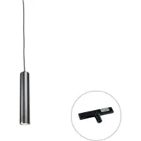 QAZQA Design hanglamp zwart incl. 1-fase railadapter - Slimline Tuba Small