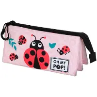 Oh My Pop! - Oh My Pop! - Lieveheersbeestje - Triple Potloden Etui met Rits - Pennenzak - Tekenetui - Roze