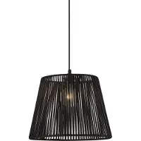 QAZQA Buiten hanglamp zwart met zwarte touwkap IP44 - Cava Jayla