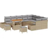 vidaXL Tuinbank Set 12 st 11-Aantal zitplaatsen Beige Poly rattan