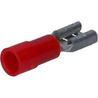 Kalitec 10 stuks FHR485 platte stekkerdoos rood 4,8x0,5 I 0,5-1,5mm² kabelconnector I gedeeltelijk geïsoleerd I messing I voor voertuigen en industrie