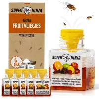 Super Ninja Fruitvliegjes Vanger - 6 Stuks - Effectieve Fruitvliegjes Val - Milieuvriendelijke Insectenval - Direct Resultaat - Fruitvliegval