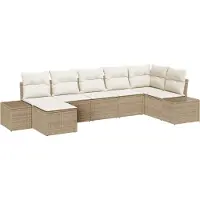 vidaXL Tuinbank Set 7 st Beige poly rattan