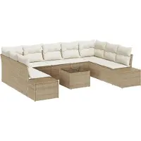 vidaXL Tuinbank Set 9 st 8-zits Beige en Crème