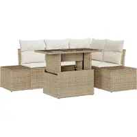 vidaXL Tuinbank Set 5 st Beige poly rattan