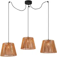 QAZQA Buiten hanglamp zwart met oranje kappen van touw 3-lichts IP44 - Cava Jayla